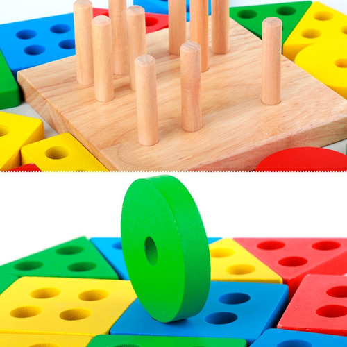 Imagen 4 de 8 de Acool Montessori 1234 Tablero Formas Ensarte Ac7681