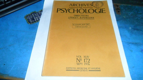 Libro J. Piaget/ B. Inhelder- Archives De Psychologie