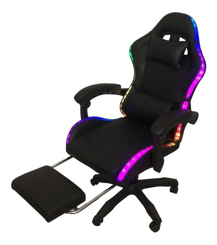Imagen 2 de 9 de Silla Gamer Reclinable Giratoria Ergonómica Rgb Descansapies