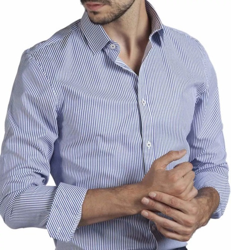 Camisa Hombre * Christian Dior* Clasica O Entallad Raya Azul