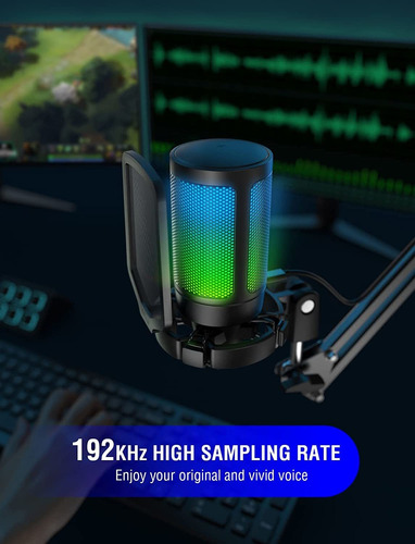Micrófono Para Juegos Fifine, Usb-c, Condensador, Rgb, Trípo