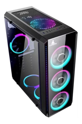 Combo Gabinete Gamer Iceberg Crystal G9 4 Fans Rgb Vidrio