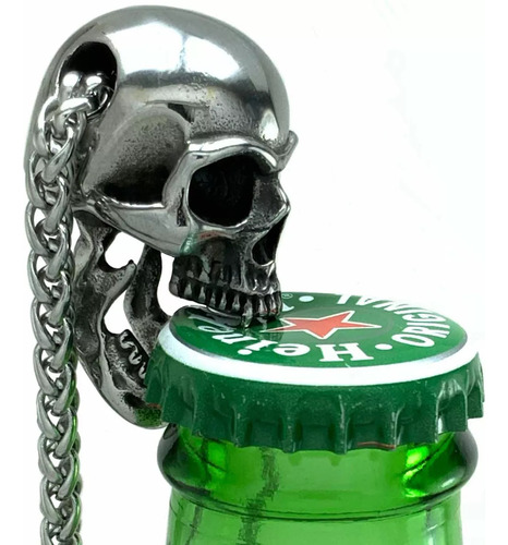 Collar Dije Cadena Cráneo Calavera Destapador Acero Inox