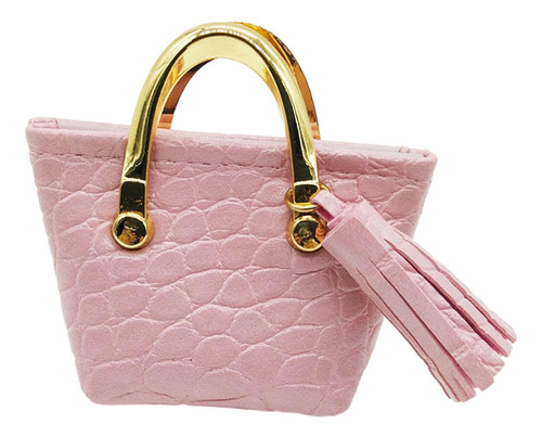 Bolso De Mano De Cuero Pu Para Mujer, Escala 1:6, 12 Rosa