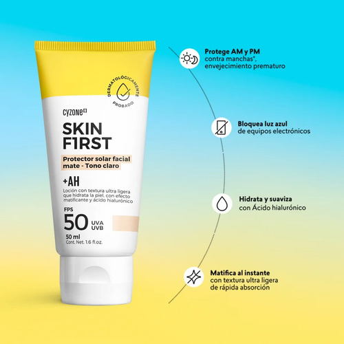 Bloqueador Facial Con Color Skin First Tono Claro