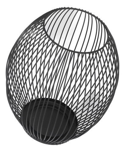 Portavelas Negro De Metal Mate De Estilo Retro Decorativo De