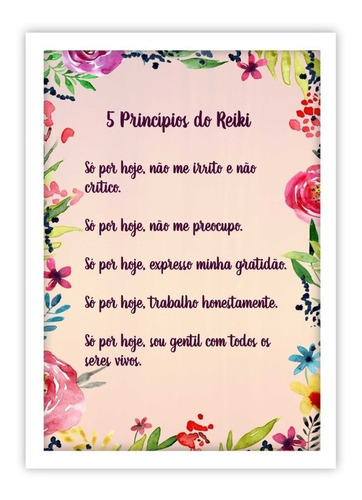 Marco: placa A3, 5 principios, Reiki, luz decorativa, marco, color del marco: blanco