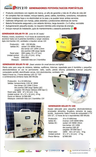 Imagen 4 de 10 de Planta Solar Fv40 Kit Básico Bombillos Led, Tomas Usb Y 110v