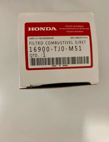 Filtro Honda 16900-tj0-m51 Combustível City Fit Hr-v Civic