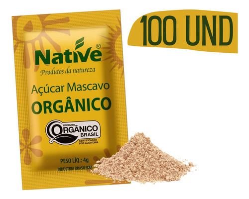 Açúcar Em Sache Native Mascavo Organico 4g 100 Un Individual