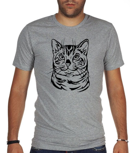 Remera De Hombre Gato De Bengala Vector