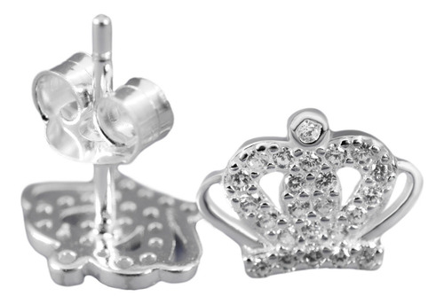 Arete Arracada Huggie Corona 100% Plata .925 Mujer Hombre