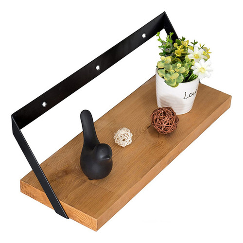 Pack 2 Repisas Soportes Madera Y Hierro De Pared 60x20 Cm