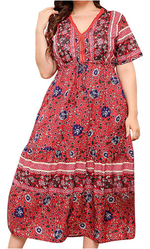 Vestido Largo Bohemio De Talla Grande Para Mujer, Vestido De