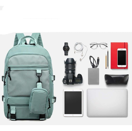 Mochila Grande Bolso Viaje Impermeable Reforzada Urbana Spor Color Aqua