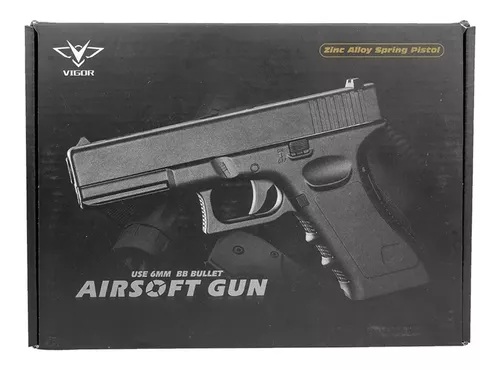 Pistola Airsoft Spring - Glock - Metal Y Polimero + Balines