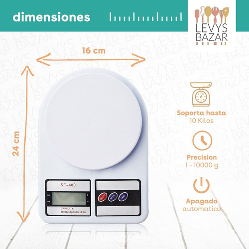 Imagen 3 de 7 de Balanza Digital De Cocina 1g A 10kg Electronica Precision