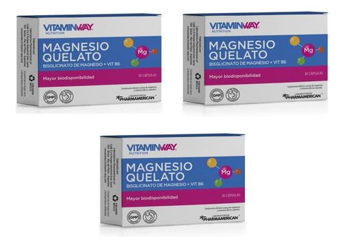 Magnesio Quelato Bisglicinato De Magnesio Vitamina B6 X3 Un