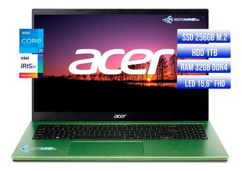 Portatil Acer Intel Core I5 1235u Ssd 256gb+ Hdd1tb Ram 32gb
