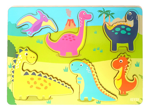 Juego Didactico Encastre Madera Dinosaurios Montessori