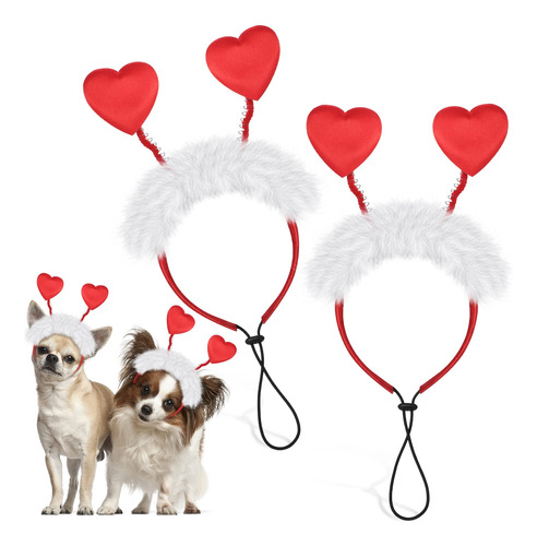 2 Piezas Diadema De Corazón Para Perro Del Día De San Vale