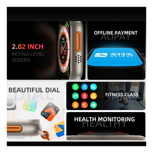 Smartwatch Hiwatch Plus i20 ULTRA MAX i20 ULTRA MAX SUIT display de 23" con caja color plateado