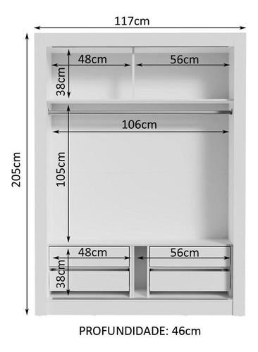 Ropero Closet Madesa Dallas Plus con 2 Puertas Corredizas con 2 Espejos Color Blanco