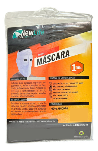 Mascara Proteção De Queimaduras Adulto Branca 100% Algodão
