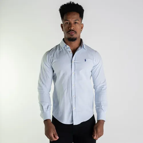 Camisa Ralph Lauren Slim Masculina Azul Claro Algodão