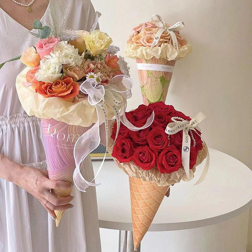 10 Soportes Para Flores De Helado De Cono De Estilo B