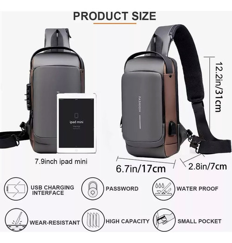 S Bolso De Hombro Antirrobo Con Carga Usb Para Hombre