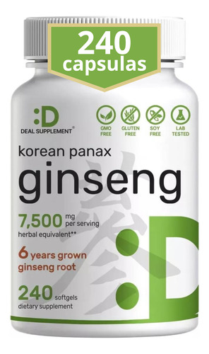 Panax Ginseng Capsulas Rojo Coreano 1600mg + Memoria Energía