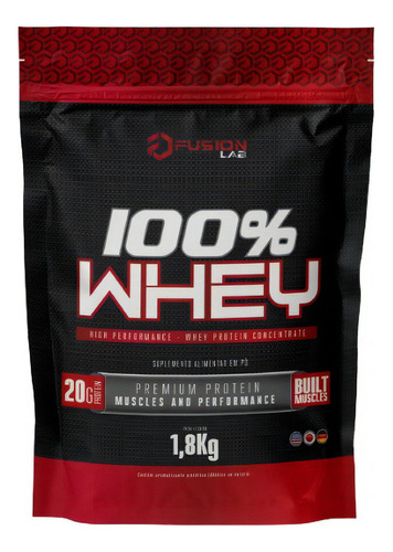 100% Whey Concentrada 1,8kg 100% Whey Protein Fusion Sabor Chocolate Branco