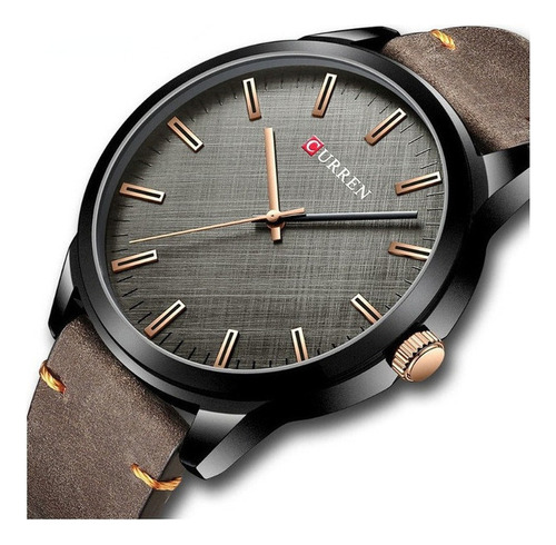 Relojes analógicos de cuero de cuarzo casuales Curren 8386 con bisel negro