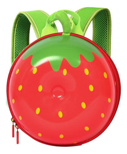 Mochila Infantil 3d Cinto Anti-perda Supercute Cor Morango Desenho Do Tecido Lisa