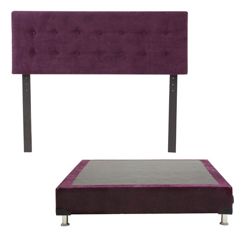 Cabecera Queen Size Dicasa Bilbao Morado+ Box Dicasa Velvet Color Violeta