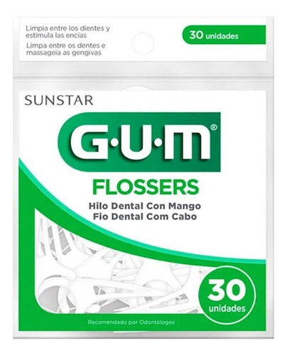 Gum Flossers Hilo Dental Con Mango 30 Piezas