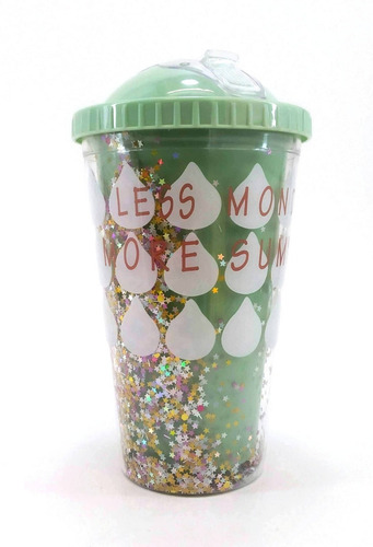 Imagen 4 de 8 de Vaso Termico Doble Capa Glitter Boquilla Rebatible 450 Ml