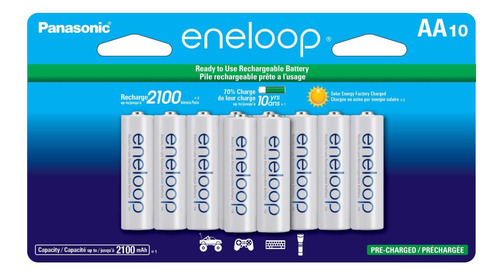 Eneloop Panasonic Bk-3mcca10fa Aa 2100 Ciclos Ni-mh Baterías