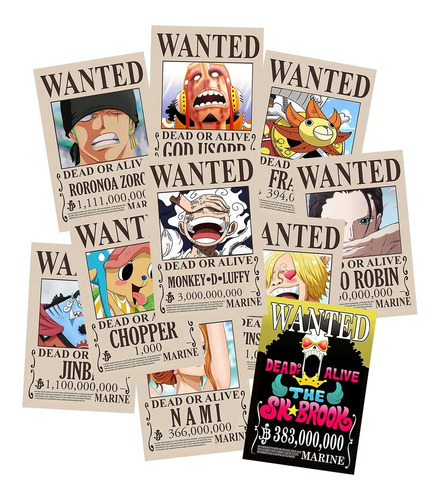 Pack! Cartel Wanted Actual Se Busca Muguiwara X 10 One Piece