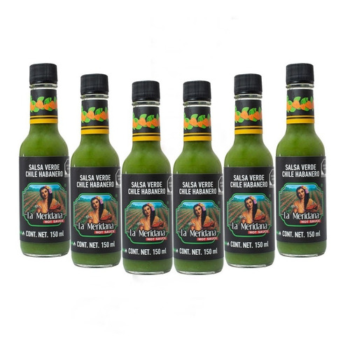 Salsas De Habanero Verde La Meridana 6 Botellas De 150 M C/u