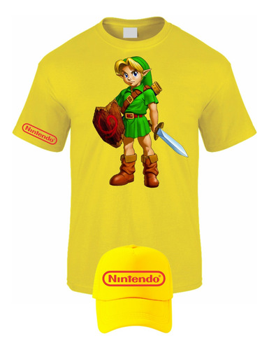 Camiseta Manga Corta Zelda Gamers Obsequio Gorra