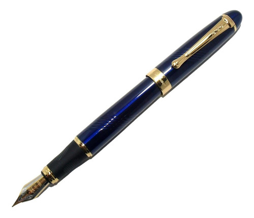 Caneta Tinteiro Jinhao X450 Azul Com Dourado