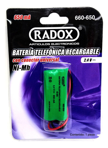 Bateria Recargable Para Telefono Casa 2.4 V 650 Mah Nicd Radox Modelo 660-650