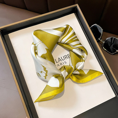 P Lenço De Seda Feminino Estampado Leve