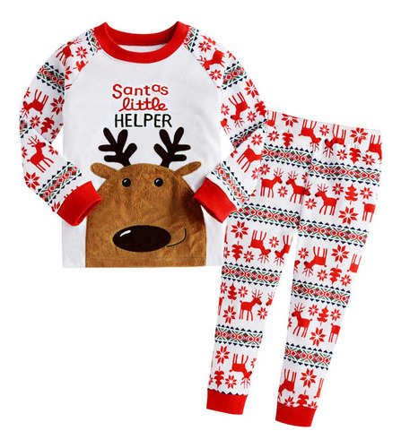 Conjunto De Pijama Para Niño De Reno De Papá Noel De Navidad