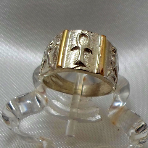 Anillo Plata Con Oro Con Simbologia Egipcia. Nro 24