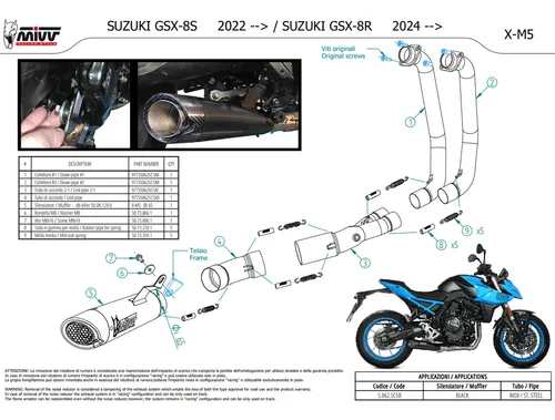 Escapamento Mivv Full X-m5 - Suzuki Gsx-8s Gsx8s 8 S / 2025