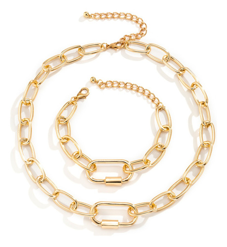 Conjunto De Joyas Punk Con Cadena Ajustable Para Mujer