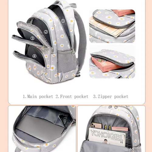 Lindo Patrón Mochila Impermeable, Mochila Estudiantil